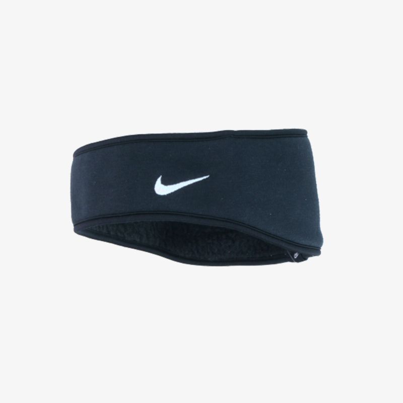 Schwarzes Nike Sportstirnband mit weißem Logo, elastisch und atmungsaktiv für optimalen Tragekomfort