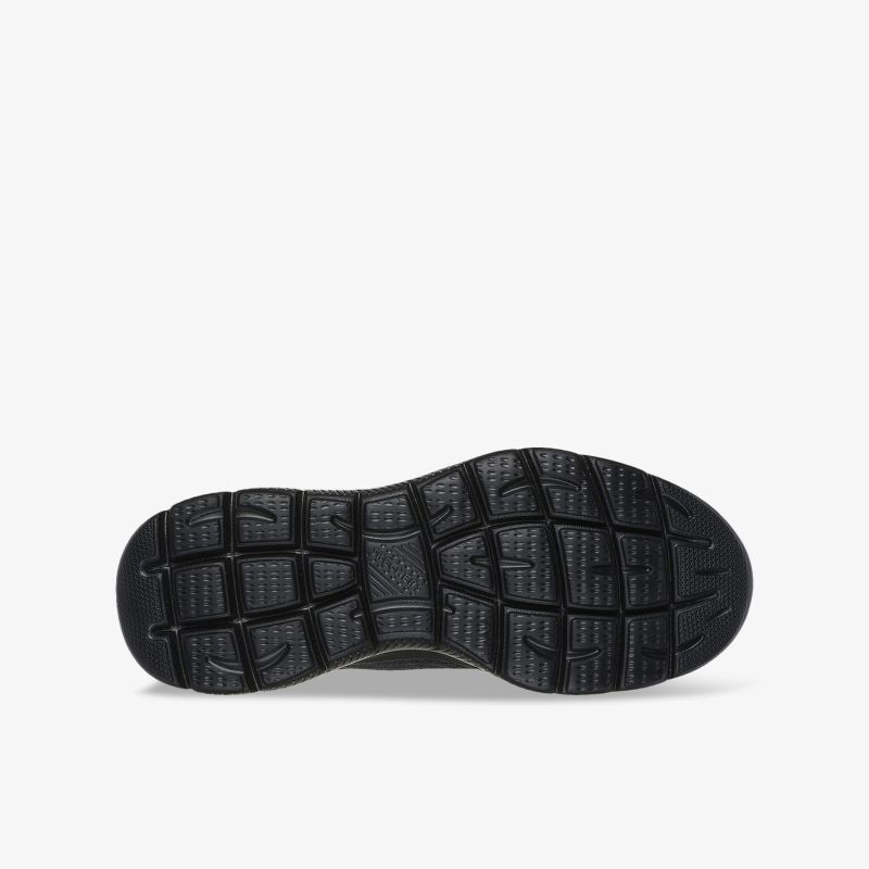 Schwarze Schuhsohle mit rutschfestem, flexiblem Profil für optimalen Halt und hohen Tragekomfort