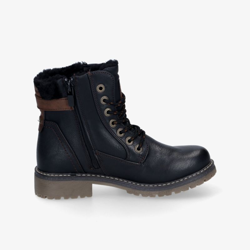 Robuster schwarzer Winterstiefel mit weichem Innenfutter, rutschfester Sohle und stabiler Schnürung für hohen Tragekomfort