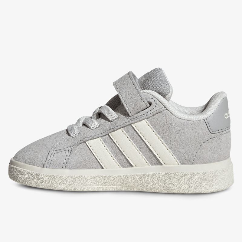 Grauer Sneaker aus Veloursleder mit Klettverschluss und rutschfester Gummisohle