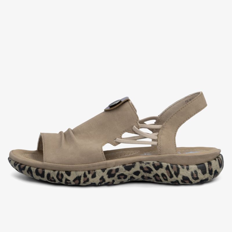 Bequeme Sandale mit flexibler, modischer Leoparden-Sohle und elastischen Riemen für angenehmen Tragekomfort