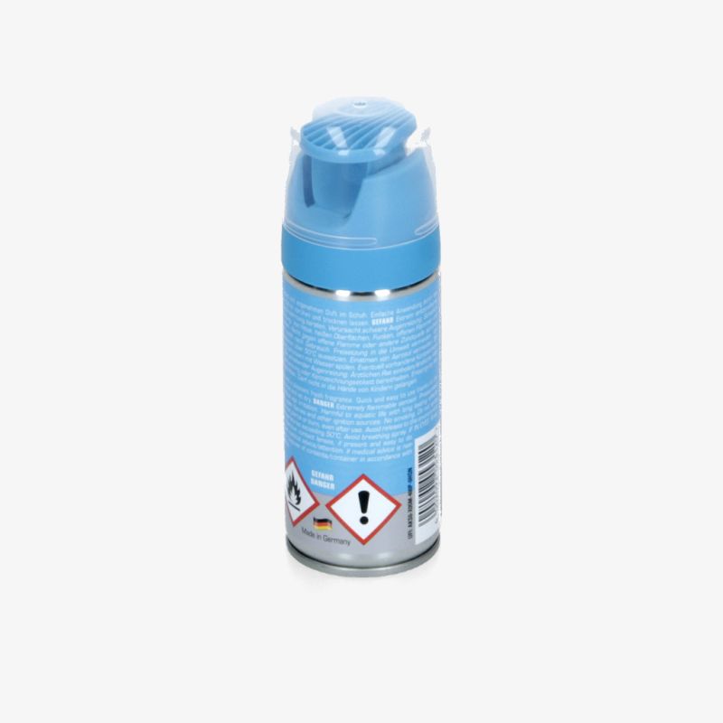 Blau lackierte Spraydose in Detailansicht mit praktischem Sprühkopf und kompakter Form
