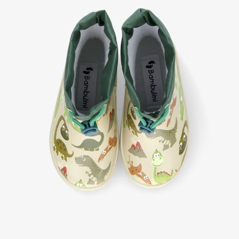 Bequeme Kinderschuhe mit weichem Material und farbenfrohen Dinosaurier-Motiven, leichter Einstieg und rutschfeste Sohle