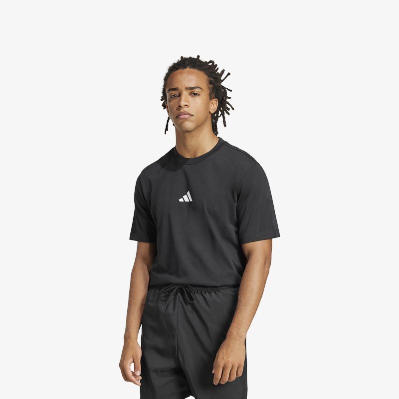 Schwarzes sportliches Kurzarmshirt mit Adidas-Logo, leicht und atmungsaktiv für optimalen Tragekomfort