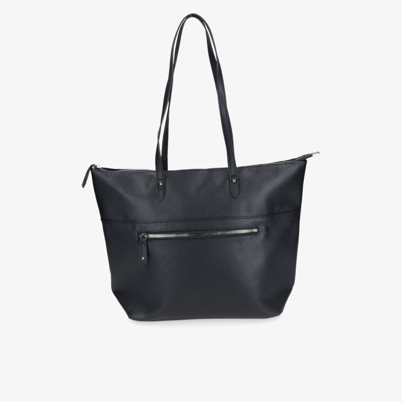 Schwarze elegante Handtasche mit robustem Reißverschluss und komfortablen Tragegriffen, ideal für Alltag und Freizeit