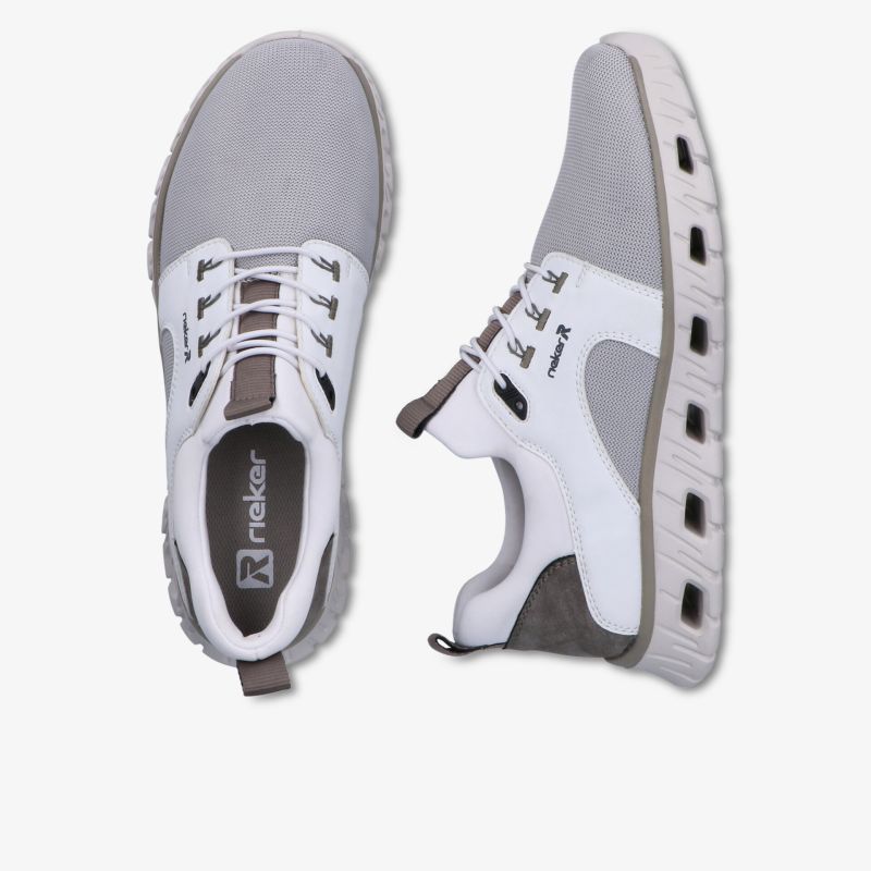 Atmungsaktiver leichter Sportschuh in Grau und Weiß mit flexibler, rutschfester Sohle