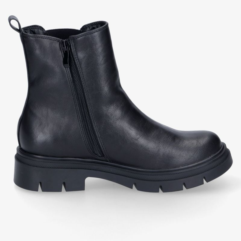 Schwarzer Chelsea-Boot mit robustem Profil, seitlichem Reißverschluss und hochwertigem Lederlook für stilvolle Auftritte