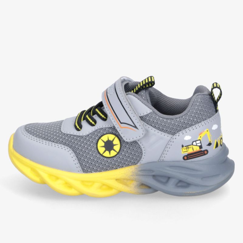 Leichter, atmungsaktiver Sportschuh mit rutschfester gelber Sohle und flexiblem, gepolstertem Obermaterial