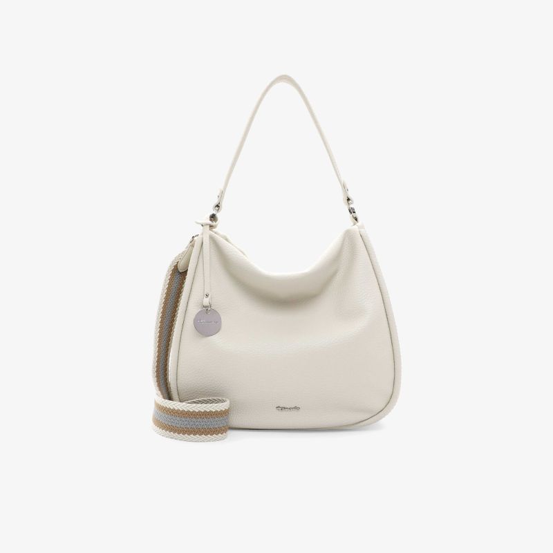 Elegante beige Handtasche mit schlanker Form und abnehmbarem Riemen, geräumig und aus hochwertigem Material gefertigt