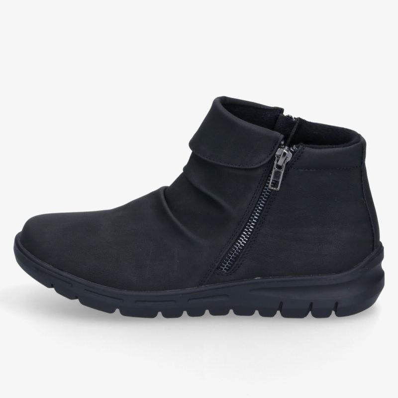 Schwarzer Schuh mit robustem Reißverschluss und rutschfester Sohle für optimalen Komfort und Flexibilität