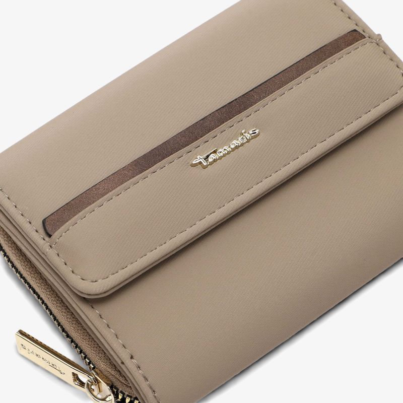 Beige kompakte Tasche mit Reißverschluss und edlem Design für praktischen und schlanken Alltag