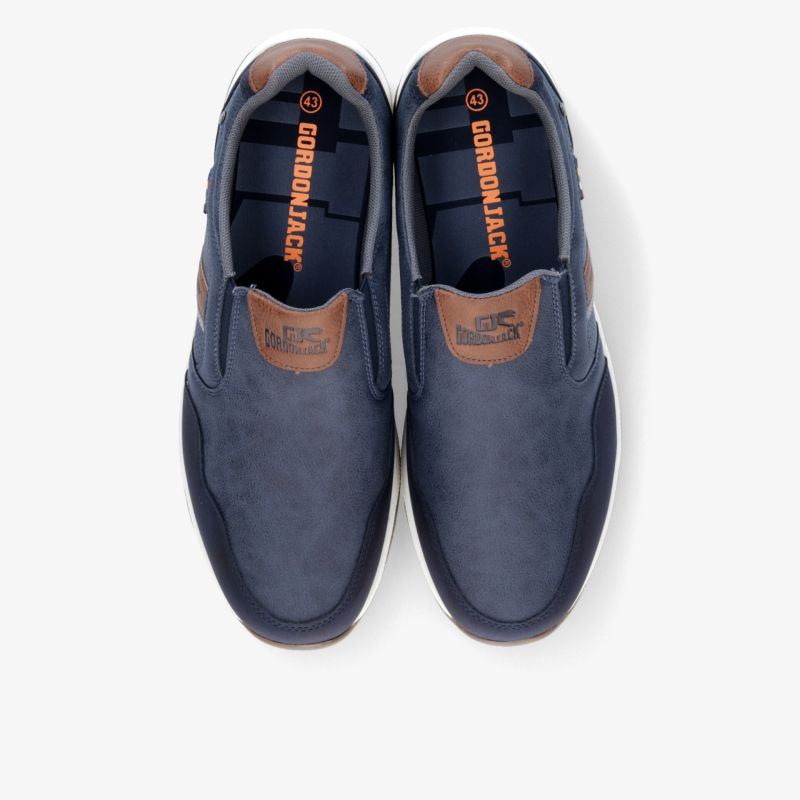 Bequeme blaue Slipper mit rutschfester Sohle, gepolstertem Innenbereich und elegantem Design, Paaransicht