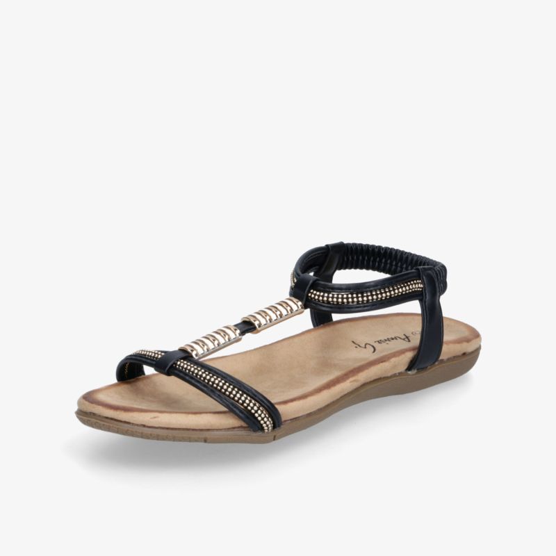 Schwarze Sandale mit leichtem Fußbett und modischen Riemen für bequemen und stilvollen Sommerkomfort