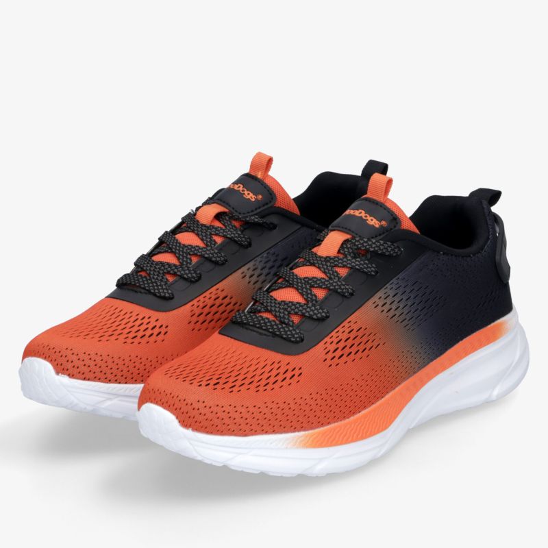leichtes, atmungsaktives Sportschuhpaar in Orange und Schwarz mit flexiblem, stoßdämpfendem Profil