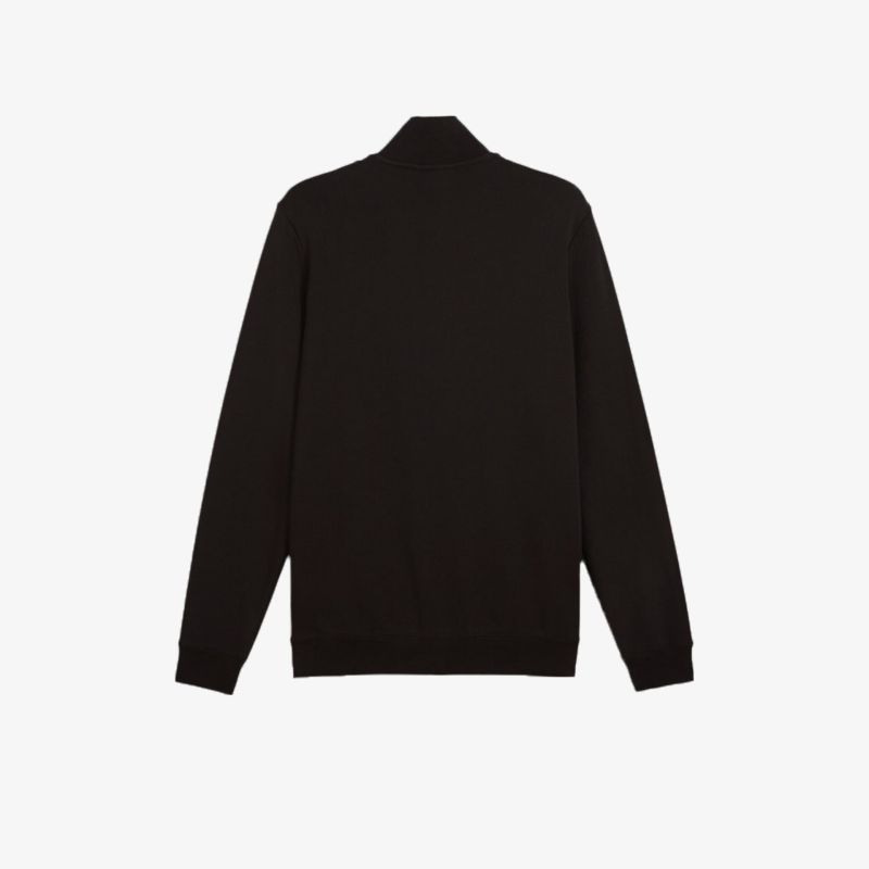 Schwarzer Pullover mit hohem Kragen und elastischen Bündchen, klassische Passform, Rückansicht