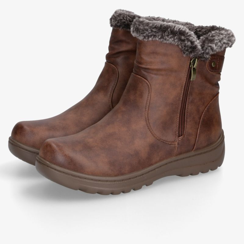 Warme braune Winterboots mit kuscheligem Fellfutter und praktischem seitlichen Reißverschluss für bequemen Halt
