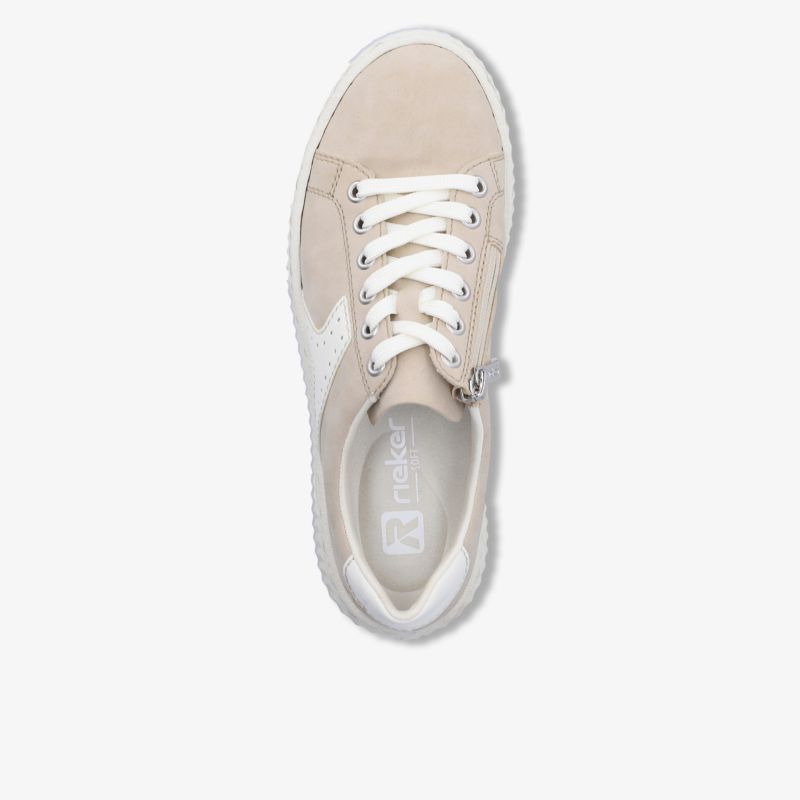 Bequemer Sneaker mit Schnürung in hellem Farbton, atmungsaktiv und modisch, Draufsicht