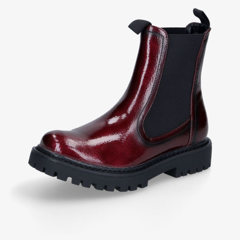 Eleganter Chelsea Boot in bordeaux mit elastischen Einsätzen und robuster, profilierter Sohle für sicheren Halt