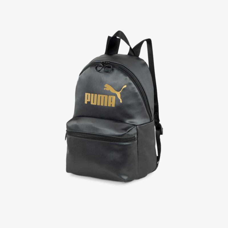 Schwarzer Puma Rucksack mit prominentem Logo, ideal für Alltag und Freizeitaktivitäten