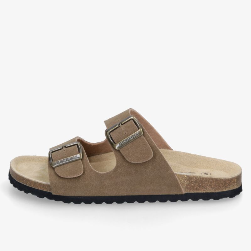 Bequeme braune Sandale mit zwei verstellbaren Schnallen und rutschfester Sohle für sicheren Halt