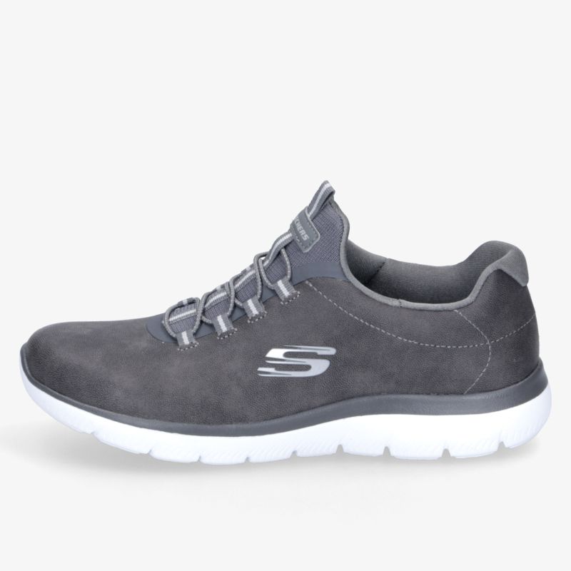 Grauer Sneaker mit weicher Sohle und modernem Design, ideal für sportliche Aktivitäten und Freizeit