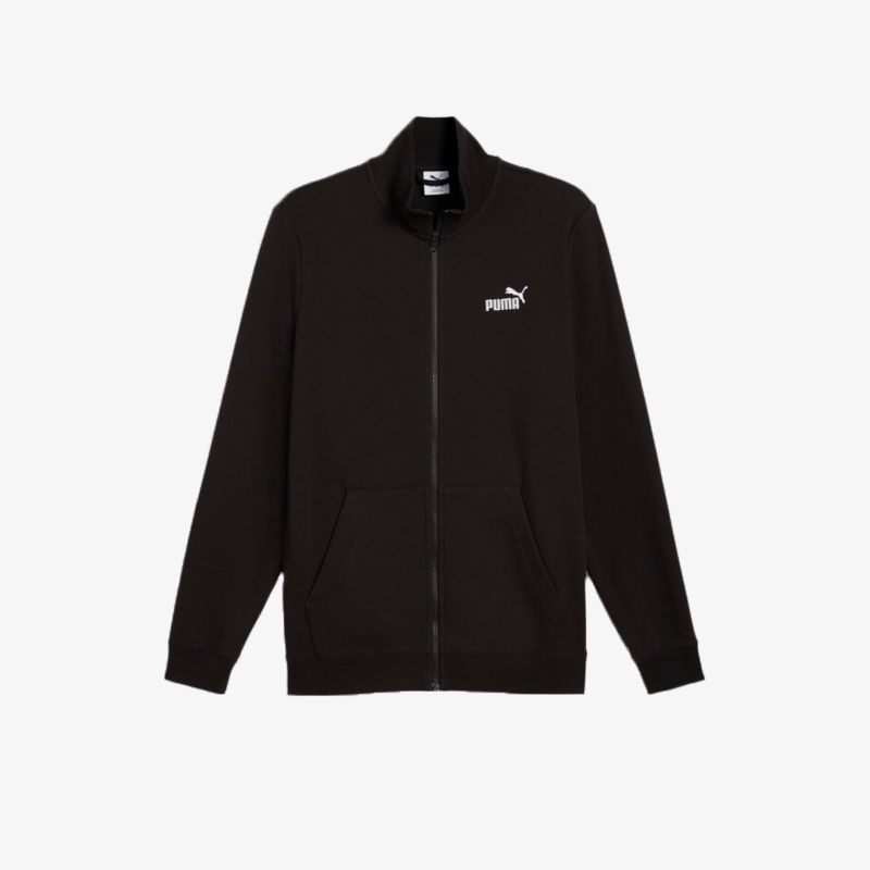 Schwarze sportliche Zipjacke mit Reißverschluss und sichtbarem Puma Logo, langärmlig und bequem für vielfältige Aktivitäten