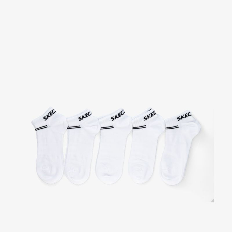 Set aus fünf weißen Socken aus Baumwolle, bequem, elastisch und atmungsaktiv für sportliche und Alltag