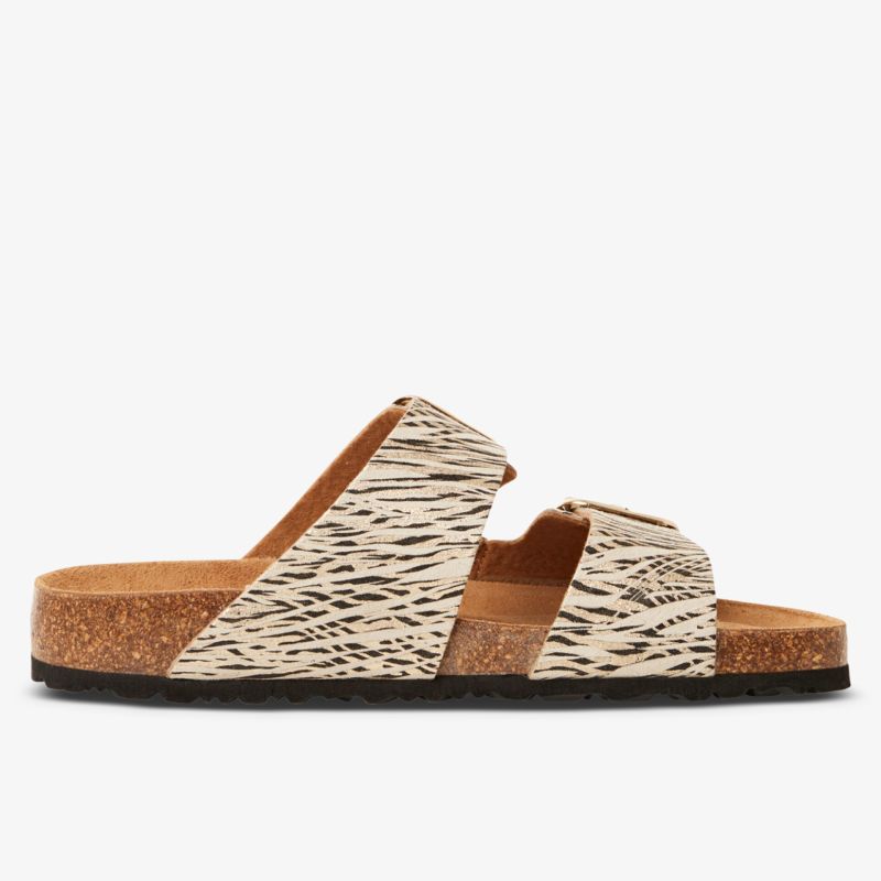 Bequeme und modische Sandale mit ergonomischem Fußbett und rutschfester Sohle in natürlichem Design