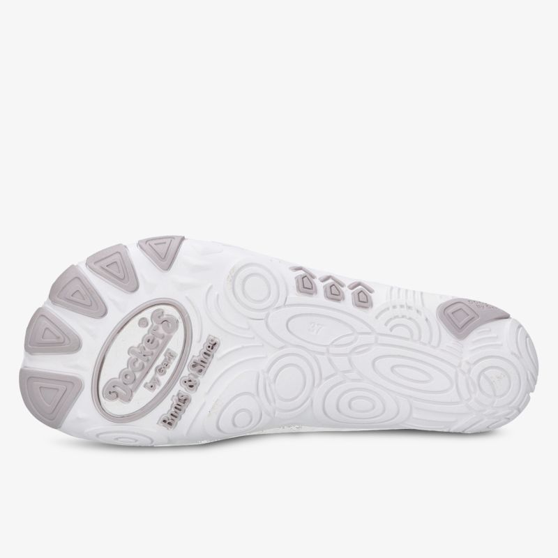 Weiße Schuhsohle mit robustem, rutschfestem Profil für sicheren Halt und lange Haltbarkeit