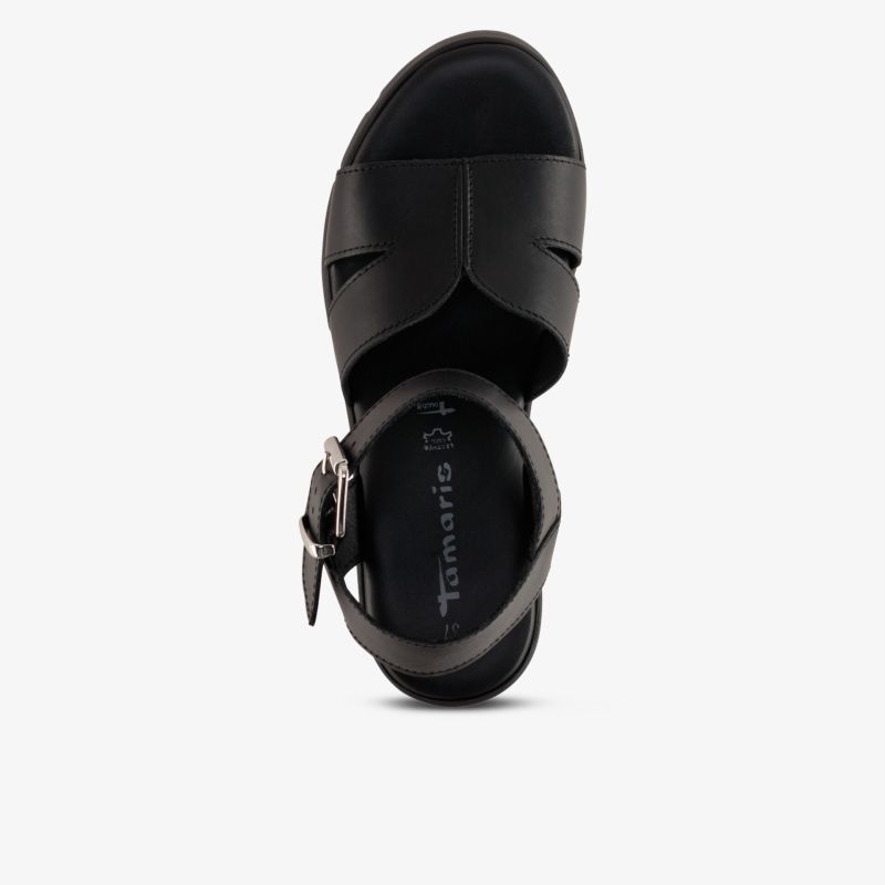 Schwarze Sandale mit bequemem Riemen und verstellbarer Schnalle für eleganten modischen Look