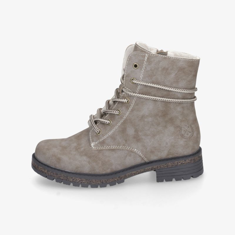 Robuster grauer Winterstiefel aus Wildleder mit rutschfester Gummisohle und bequemer Schnürung