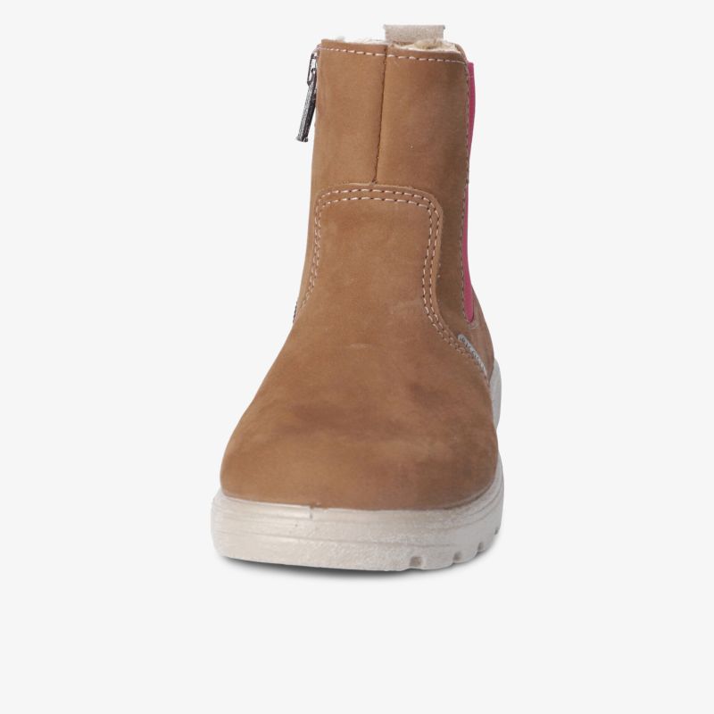 Robuster Stiefel aus hochwertigem Leder mit praktischem Reißverschluss und rutschfester Sohle, Rückansicht
