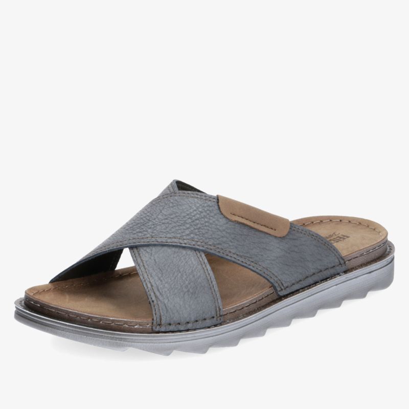 Bequeme graue Sandale mit offenen Riemen, gepolsterter Innensohle und rutschfester weißer Laufsohle