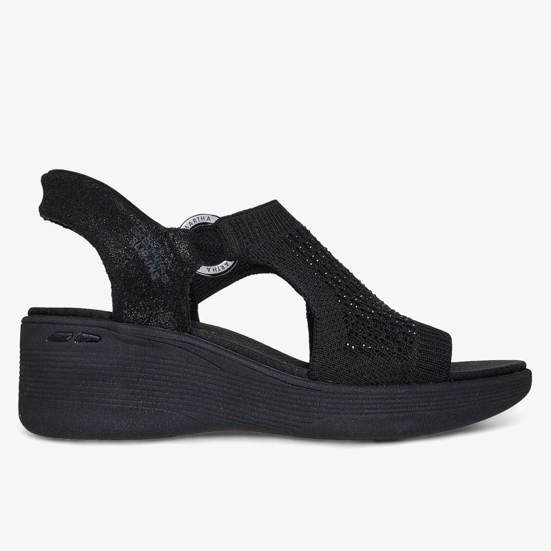 Elegante schwarze Sandaletten mit bequemen Keilabsatz und flexiblem Design