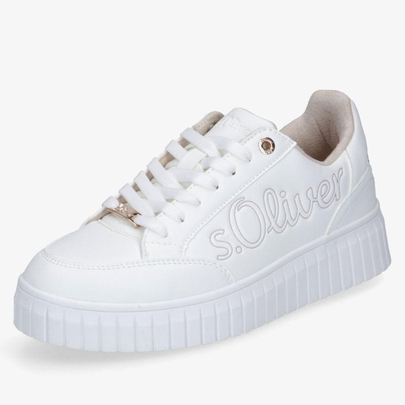 Moderner weißer Sneaker mit dicker, profilierter Sohle und sportlichem Design, ideal für Alltag und Komfort