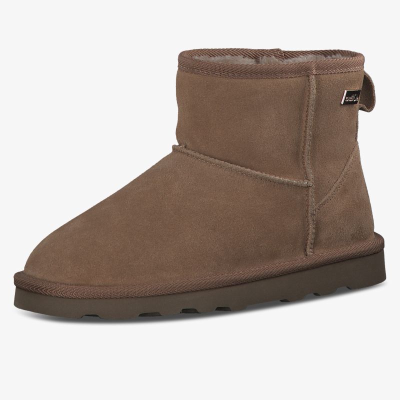 Bequemer brauner Winterstiefel mit flacher, rutschfester Sohle und weichem, warmem Innenfutter