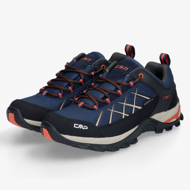 Robuste blaue Wanderschuhe mit schnürbarem Design und rutschfester Sohle, ideal für komfortable Outdoor-Aktivitäten