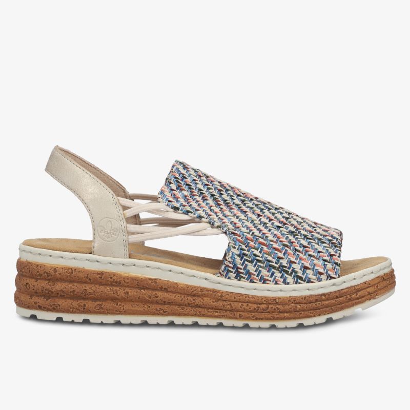 Moderne Sandale mit geflochtenem Obermaterial und bequemer Keilabsatzsohle für ganztägigen Komfort