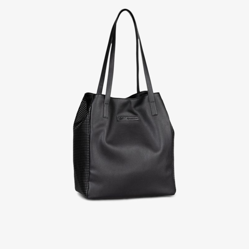Stylische und geräumige schwarze Tasche aus hochwertigem Material mit modernem Design und praktischen Trageriemen