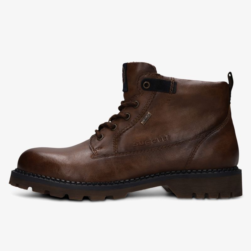 Robuster brauner Schnürstiefel aus Leder mit profilierter Sohle für Komfort und Haltbarkeit