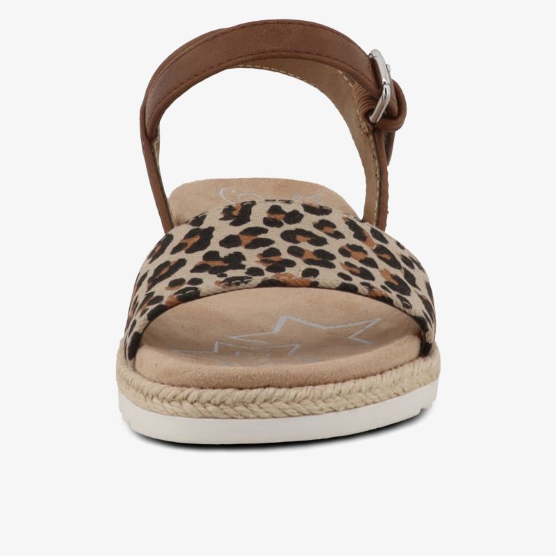 Bequeme Sandale mit verstellbarem Riemen und gepolsterter Decksohle im modischen Animalprint