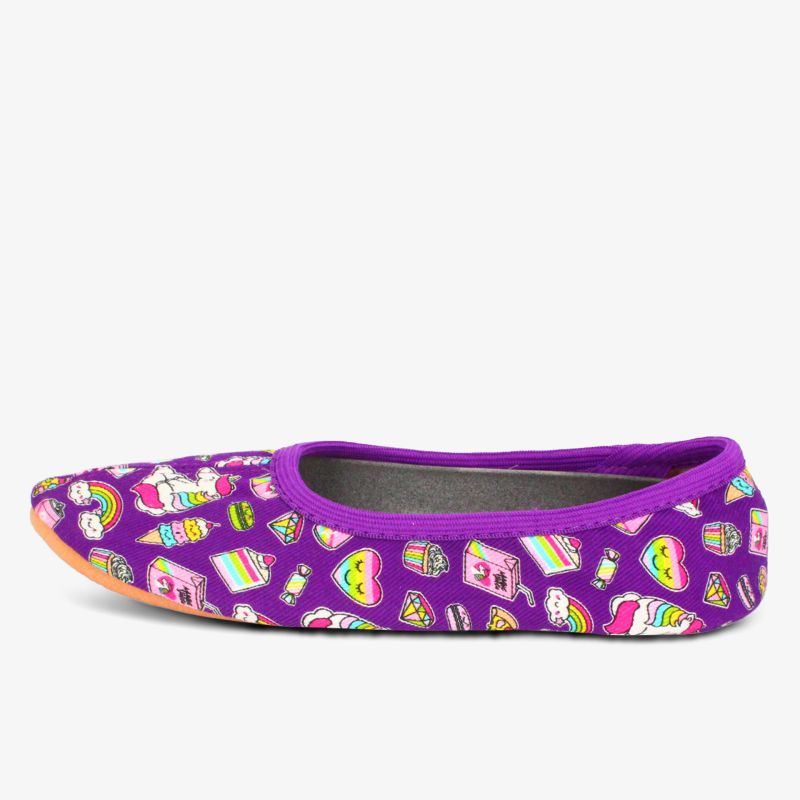 Bequemer bunter Ballerina Slipper mit weichem Material und flacher Sohle in auffälligem Mustermix
