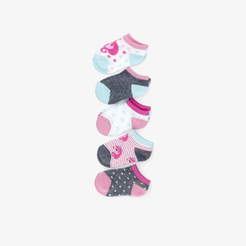 Set aus 5 bunten Kindersocken mit verschiedenen Mustern, weiche und elastische Baumwolle für bequemen Sitz