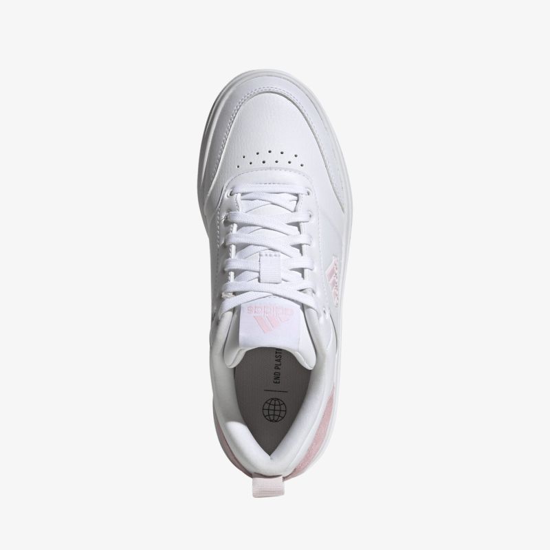 Weißer Sneaker mit Schnürverschluss, klassisches Design und perforierter Oberseite für modernen Komfort.