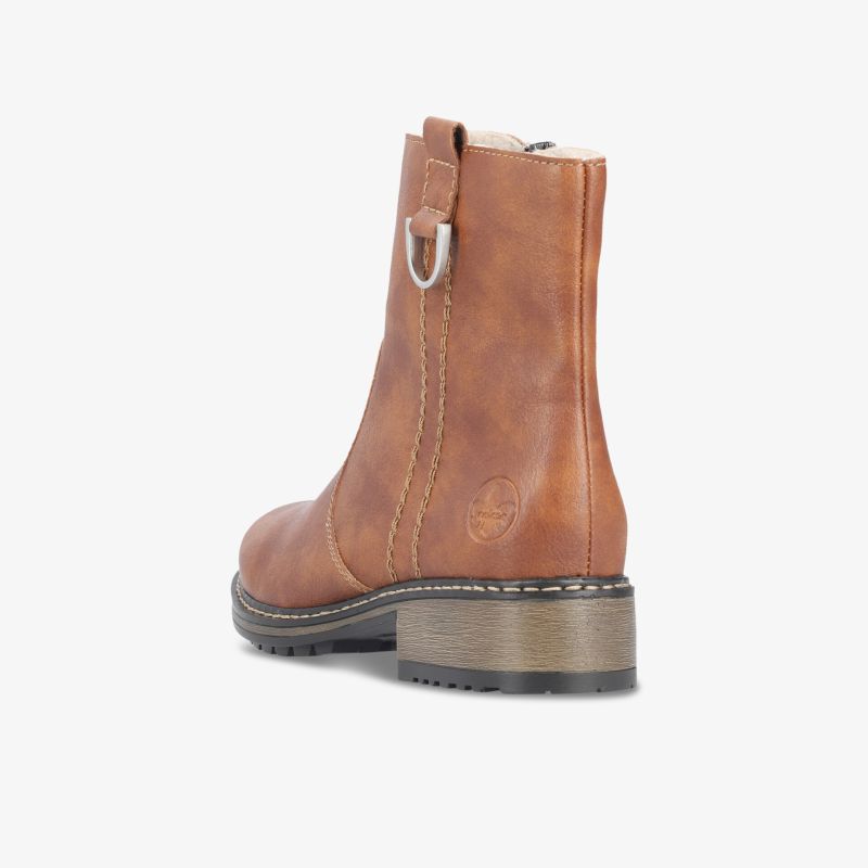 Robuster brauner Stiefel aus hochwertigem Leder mit stabilem Absatz und seitlichem Reißverschluss