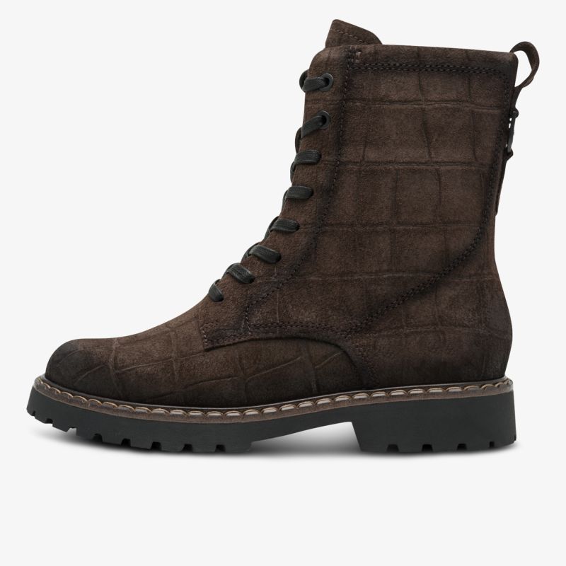 Robuster brauner Schnürstiefel mit Profilsohle für angenehmen Tragekomfort und modischen Look im Herbst