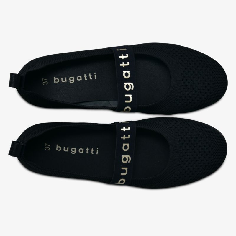 Komfortable und stilvolle schwarze Schuhe mit elastischem Riemen von Bugatti.