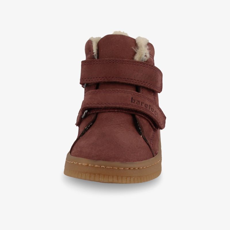Rotbrauner Kinder-Sneaker mit warmer Innenfütterung und robustem Klettverschluss für sicheren Halt