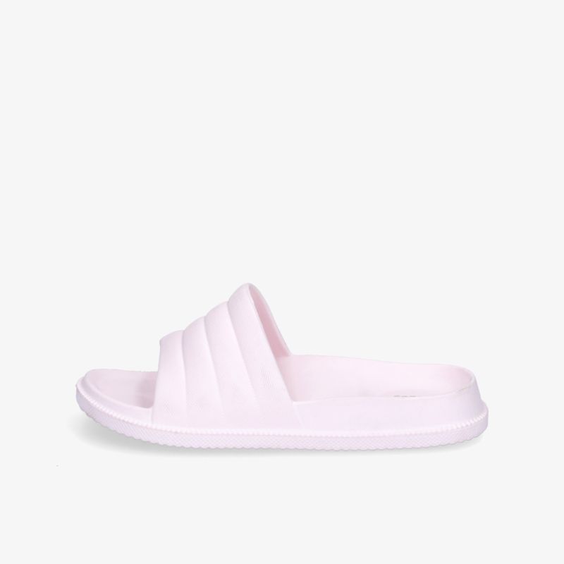 Leichte und stilvolle Badesandale in zartem Rosa mit komfortablem Fußbett und rutschfester Sohle.