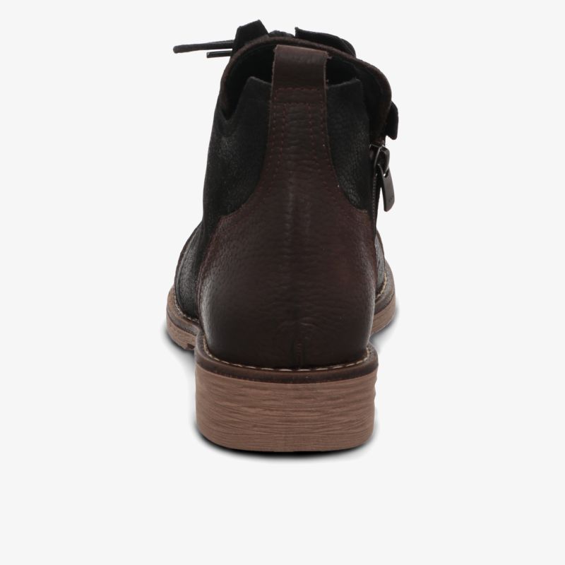 Robuster, bequemer Schuh mit stabilem Absatz und praktischem Reißverschluss, Rückansicht